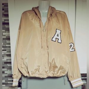 New Look Hooded Varsity Windbreaker Jacket Full Zip Lightweight Size XL